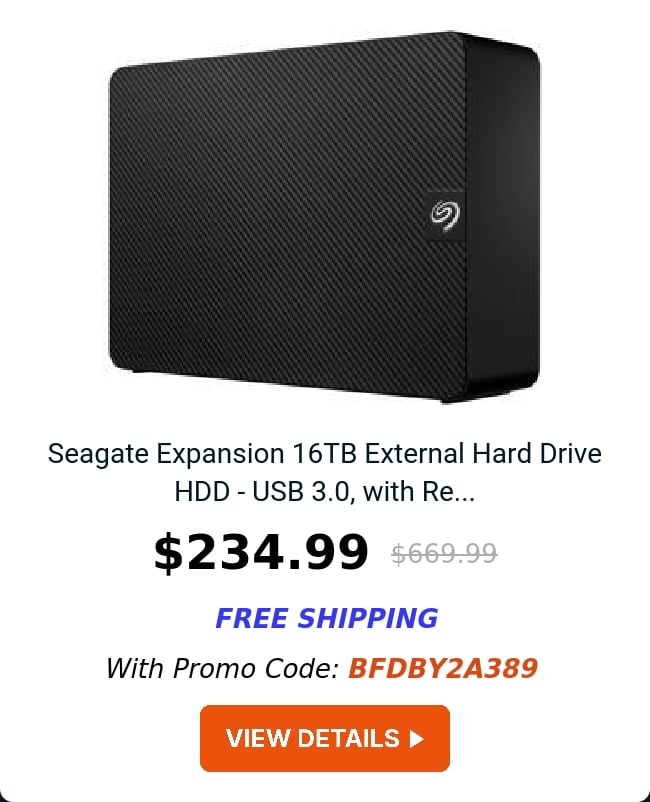 Seagate Expansion 16TB External Hard Drive HDD - USB 3.0, with Re...