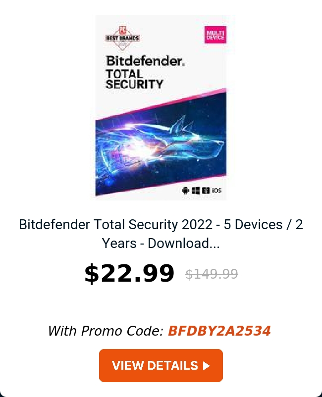 Bitdefender Total Security 2022 - 5 Devices / 2 Years - Download...