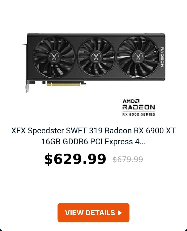 XFX Speedster SWFT 319 Radeon RX 6900 XT 16GB GDDR6 PCI Express 4...