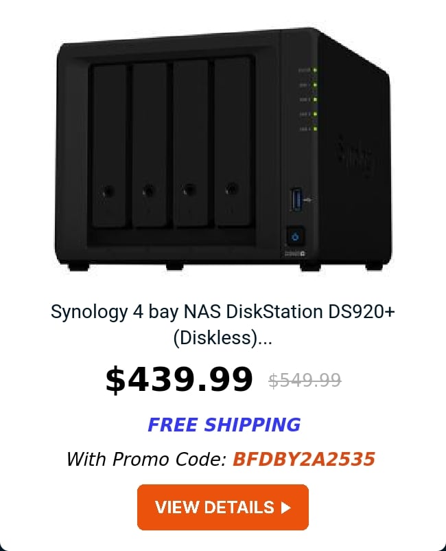 Synology 4 bay NAS DiskStation DS920+ (Diskless)...