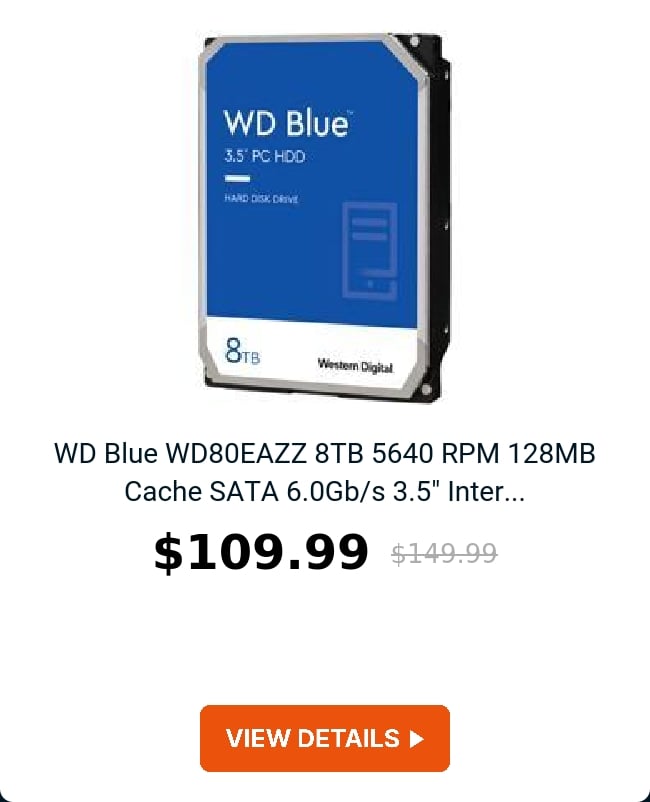 WD Blue WD80EAZZ 8TB 5640 RPM 128MB Cache SATA 6.0Gb/s 3.5