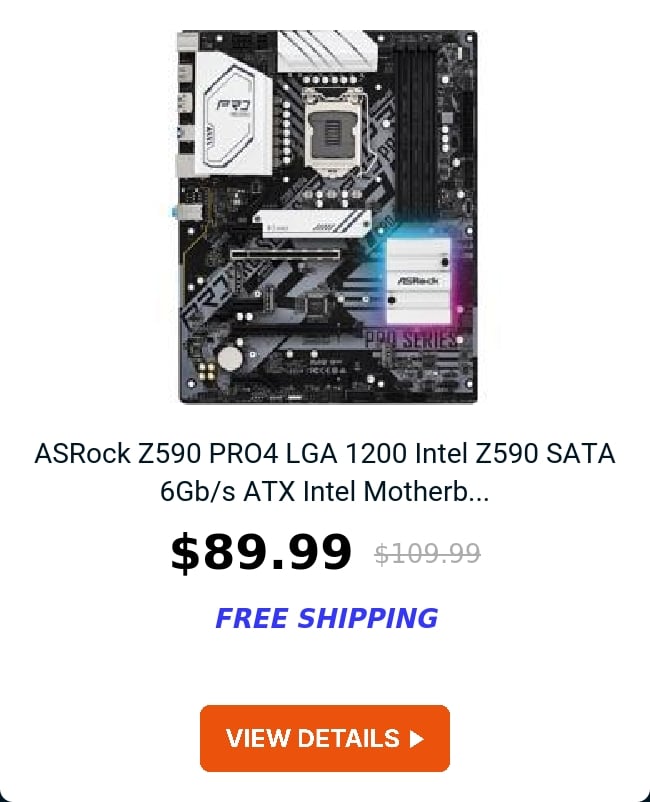 ASRock Z590 PRO4 LGA 1200 Intel Z590 SATA 6Gb/s ATX Intel Motherb...