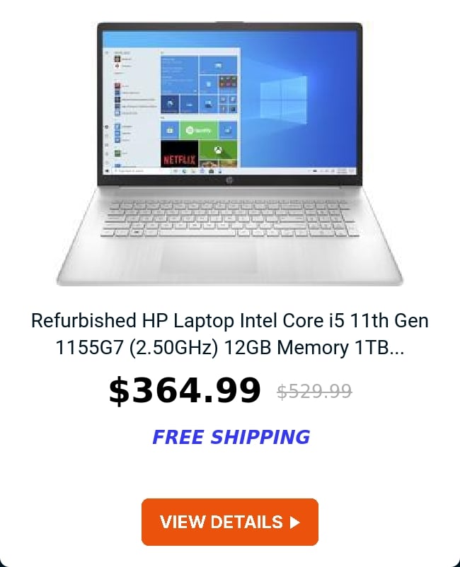 Refurbished HP Laptop Intel Core i5 11th Gen 1155G7 (2.50GHz) 12GB Memory 1TB...