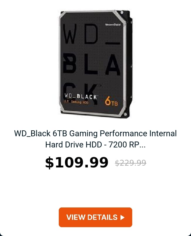 WD_Black 6TB Gaming Performance Internal Hard Drive HDD - 7200 RP...