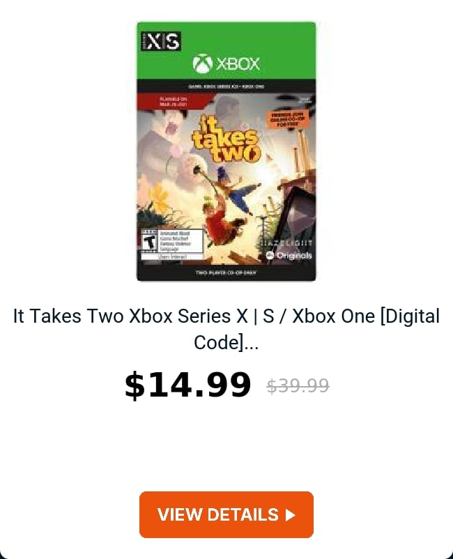 It Takes Two Xbox Series X | S / Xbox One [Digital Code]...