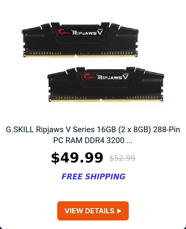 G.SKILL Ripjaws V Series 16GB (2 x 8GB) 288-Pin PC RAM DDR4 3200 ...
