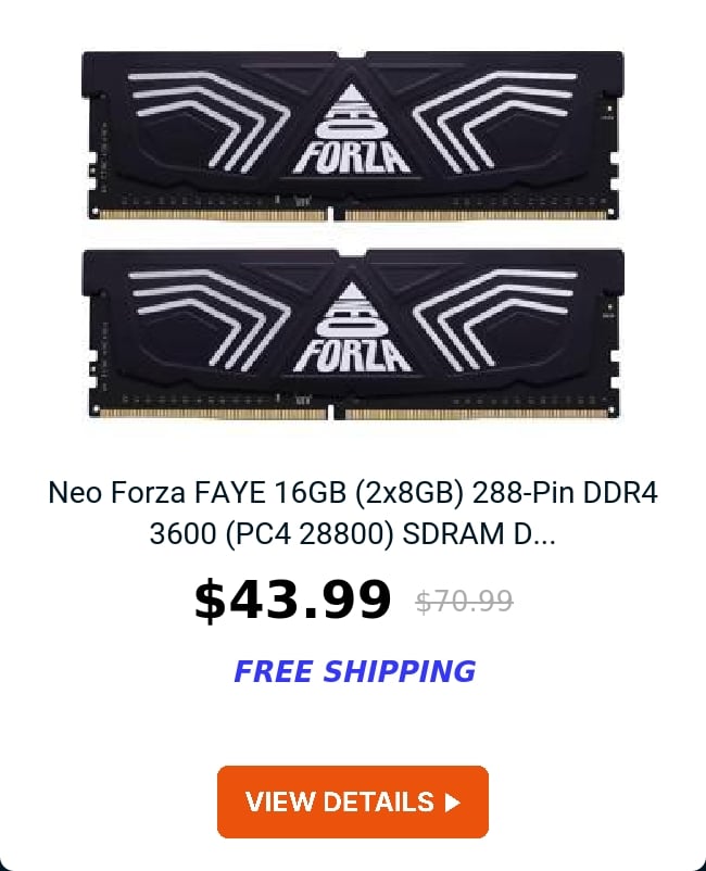 Neo Forza FAYE 16GB (2x8GB) 288-Pin DDR4 3600 (PC4 28800) SDRAM D...