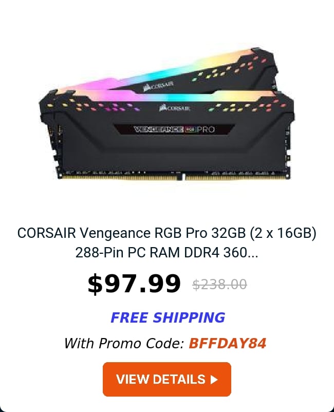 CORSAIR Vengeance RGB Pro 32GB (2 x 16GB) 288-Pin PC RAM DDR4 360...