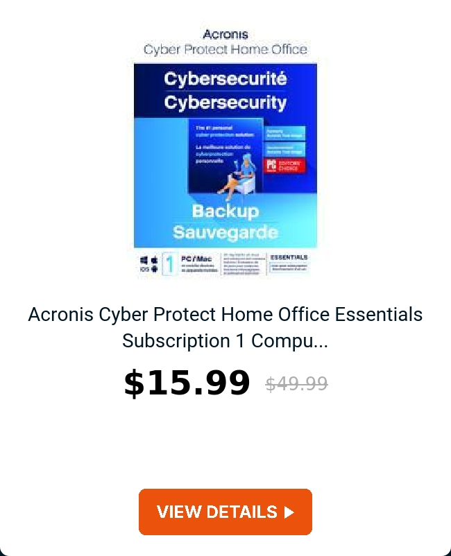 Acronis Cyber Protect Home Office Essentials Subscription 1 Compu...
