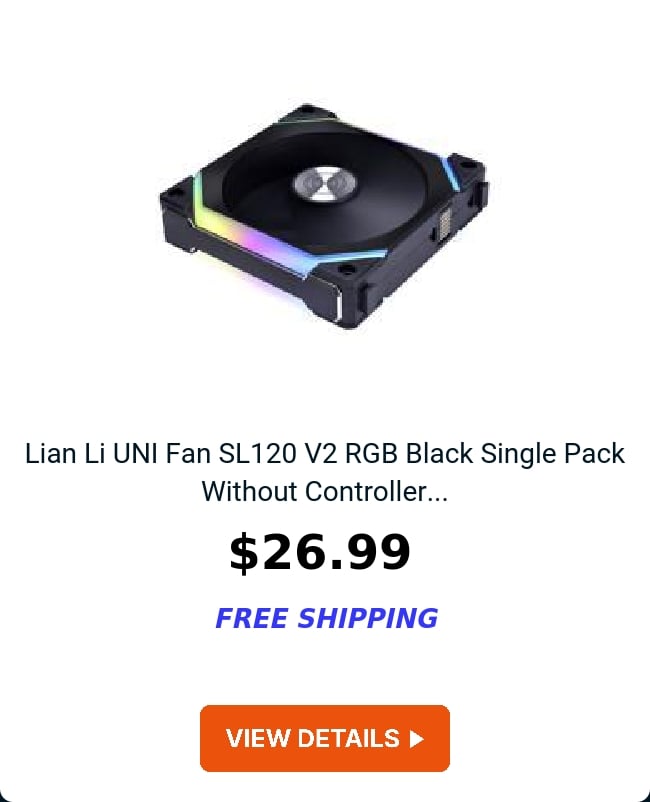 Lian Li UNI Fan SL120 V2 RGB Black Single Pack Without Controller...