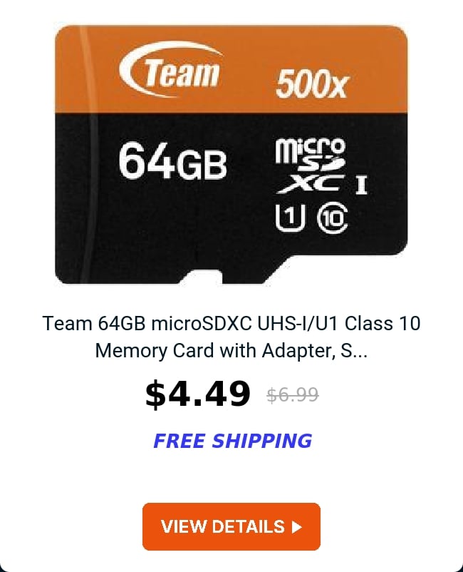 Team 64GB microSDXC UHS-I/U1 Class 10 Memory Card with Adapter, S...