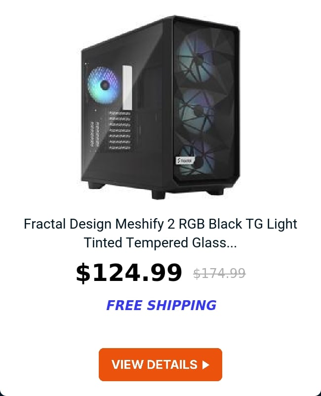 Fractal Design Meshify 2 RGB Black TG Light Tinted Tempered Glass...