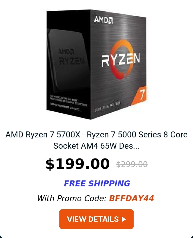 AMD Ryzen 7 5700X - Ryzen 7 5000 Series 8-Core Socket AM4 65W Des...