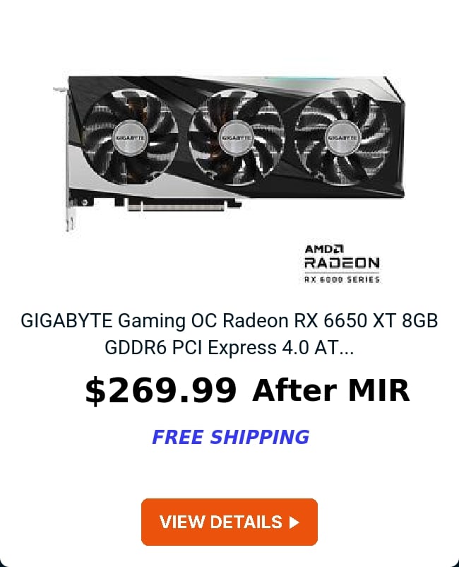 GIGABYTE Gaming OC Radeon RX 6650 XT 8GB GDDR6 PCI Express 4.0 AT...