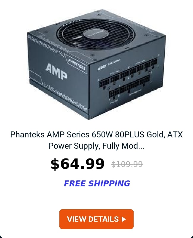 Phanteks AMP Series 650W 80PLUS Gold, ATX Power Supply, Fully Mod...