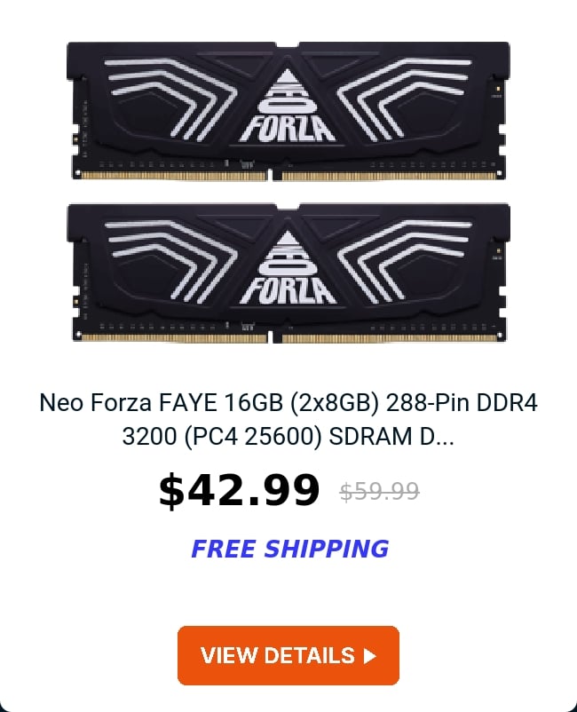 Neo Forza FAYE 16GB (2x8GB) 288-Pin DDR4 3200 (PC4 25600) SDRAM D...