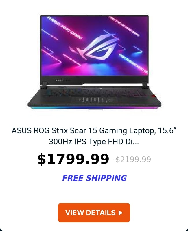 ASUS ROG Strix Scar 15 Gaming Laptop, 15.6” 300Hz IPS Type FHD Di...